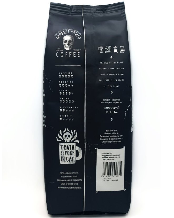Zrnková káva Darkest Power | Espresso 100% Robusta | hodně kofeinu, málo kyselin | Silná crema, celá zrna | 1000g – foto 10