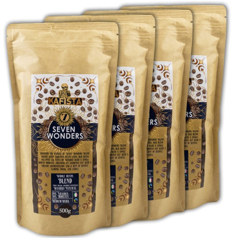 Zrnková Káva "Seven Wonders" - Espresso Směs 70% Arabica, 30% Robusta, Fairtrade – foto 8
