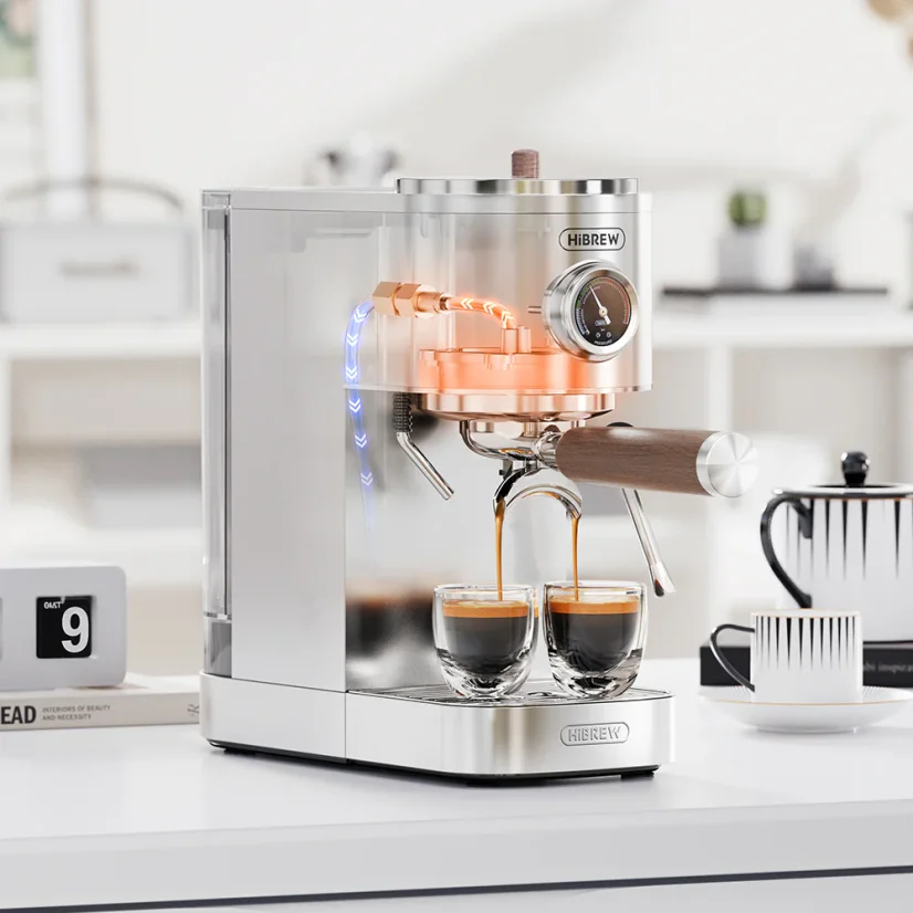HiBREW pákový kávovar s dotykovým displejom H13 - Farba: Krémová bílá