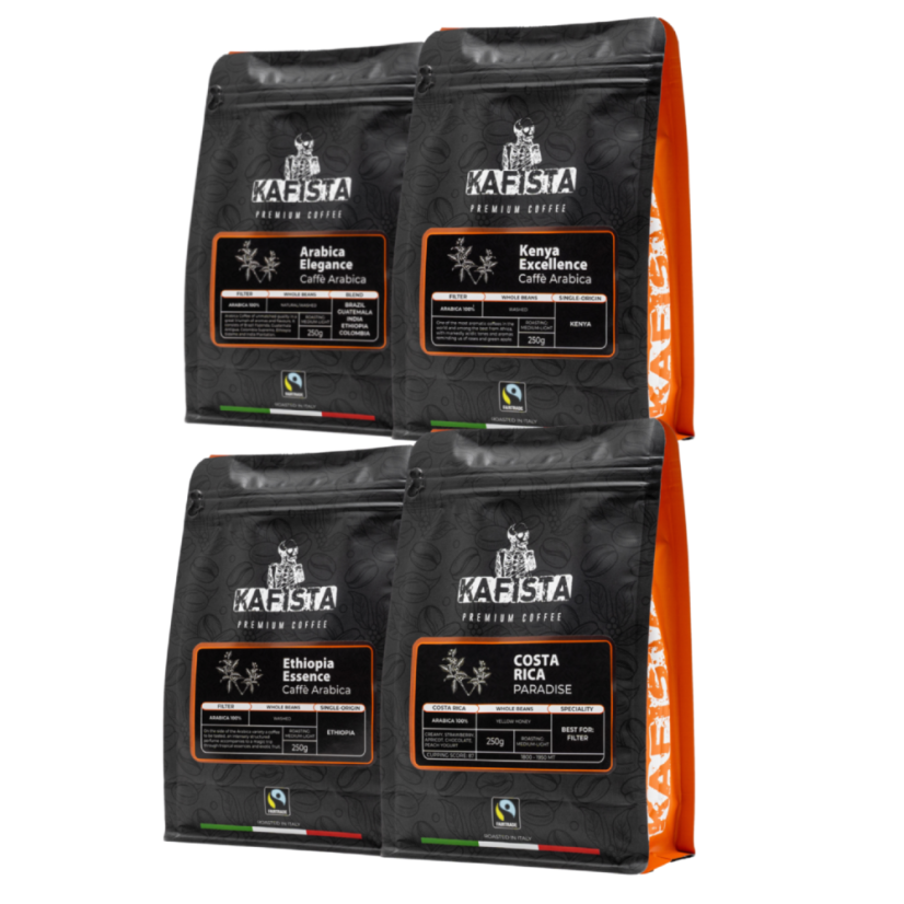 Filtr pack 4x250g - Zrnková káva, Praženo v Itálii, Fiartrade, SCA (nejlepší na filtrovanou kávu) – foto 4