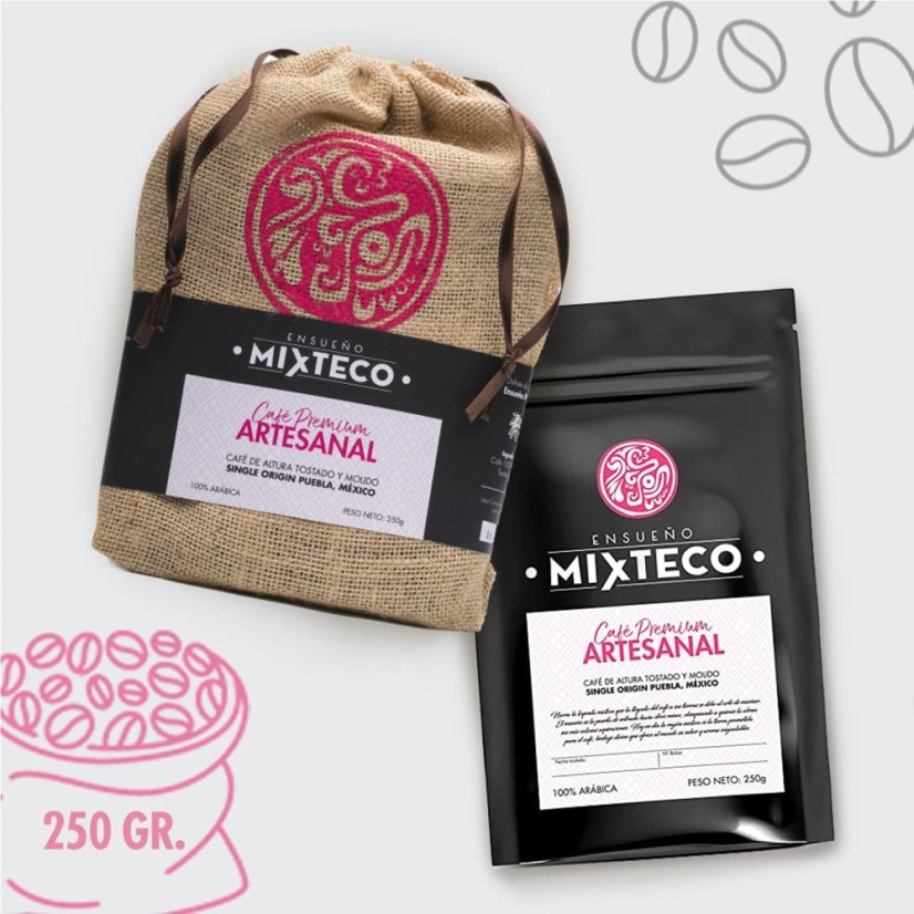 Mletá káva v jutovém pytli | Ensueño Mixteco | 100% Arabica káva - Single origin Mexiko | s tóny kakaa a mandlí 250g – foto 4