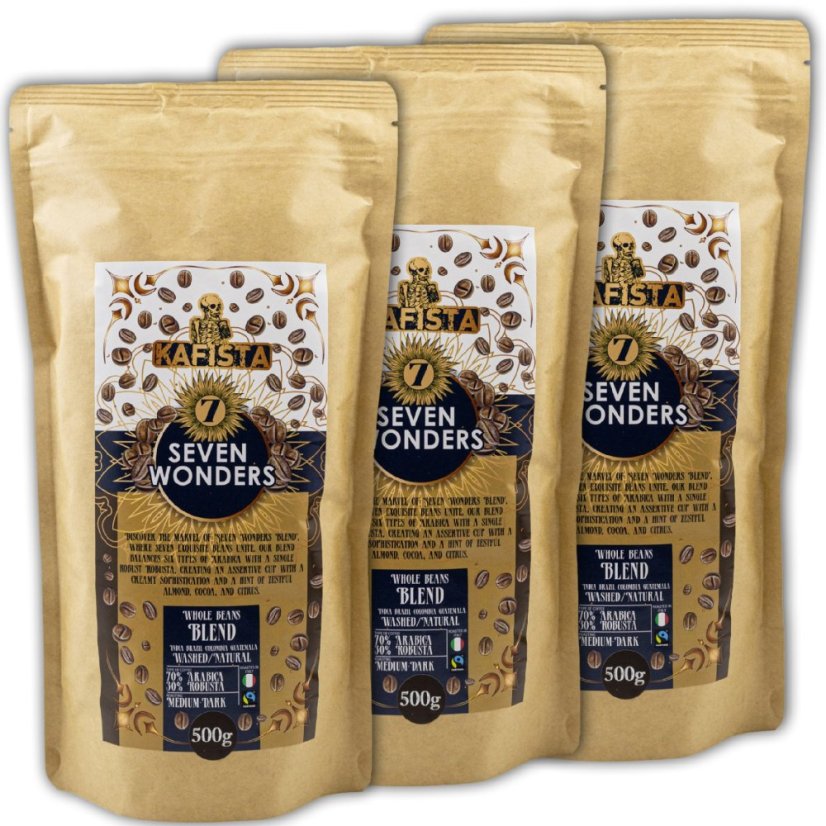 Zrnková Káva "Seven Wonders" - Espresso Směs 70% Arabica, 30% Robusta, Fairtrade – foto 7