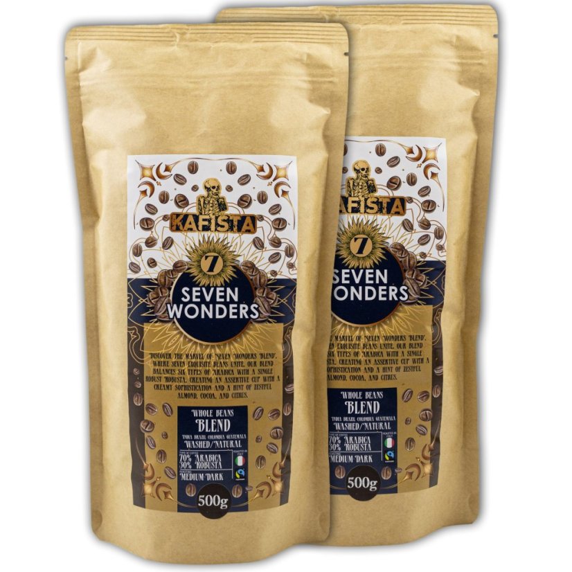 Zrnková Káva "Seven Wonders" - Espresso Směs 70% Arabica, 30% Robusta, Fairtrade – foto 6