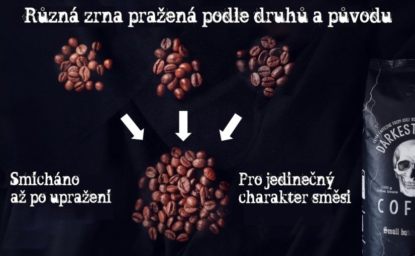 Zrnková káva Darkest Power | Espresso 100% Robusta | hodně kofeinu, málo kyselin | Silná crema, celá zrna | 1000g – foto 7