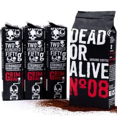 Mletá káva DEAD OR ALIVE 1000g - vysoký obsah kofeinu a krémová chuť - Italská káva