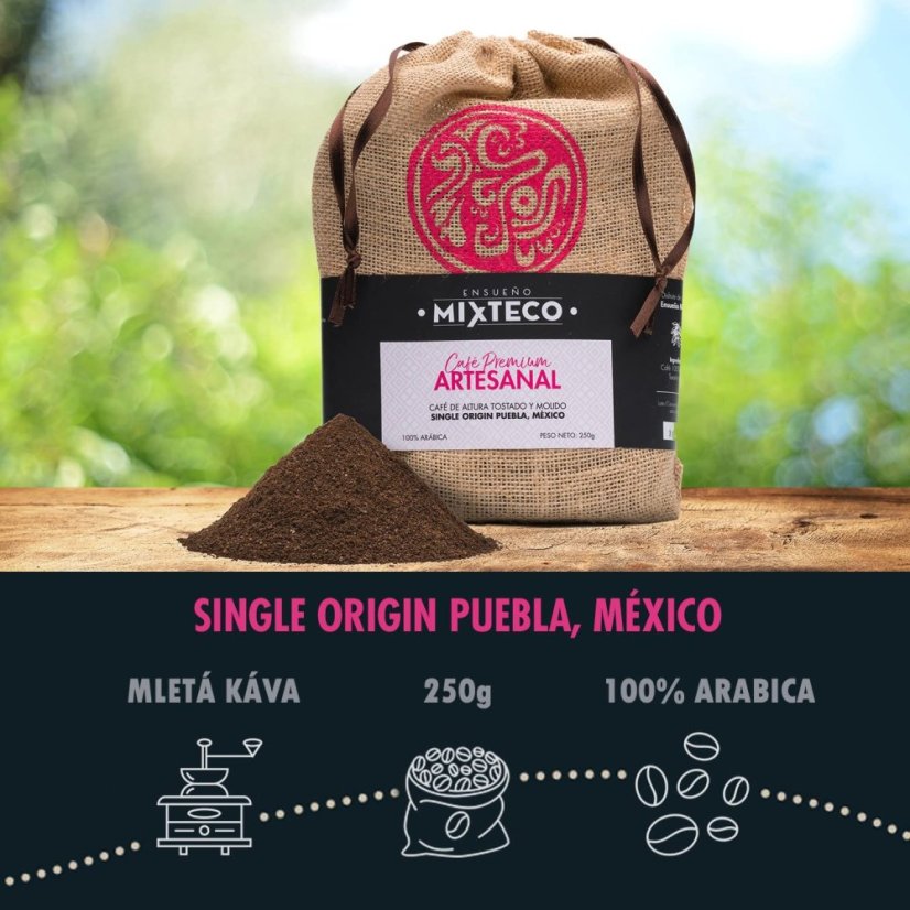 Mletá káva v jutovém pytli | Ensueño Mixteco | 100% Arabica káva - Single origin Mexiko | s tóny kakaa a mandlí 250g – foto 3