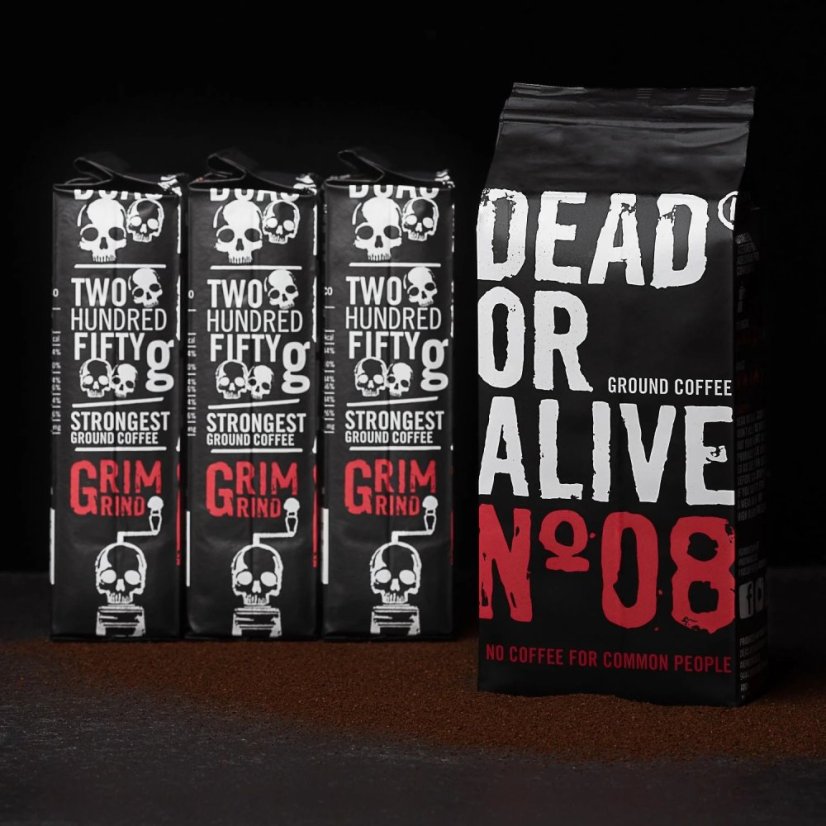 Mletá káva DEAD OR ALIVE 1000g - vysoký obsah kofeinu a krémová chuť - Italská káva – foto 6