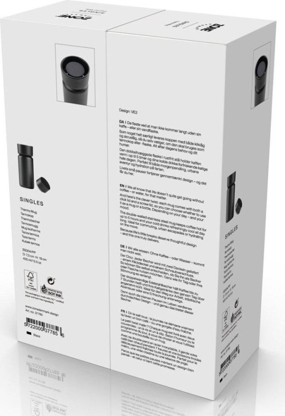 Zone Denmark Termohrnek Singles 400 ml, černý