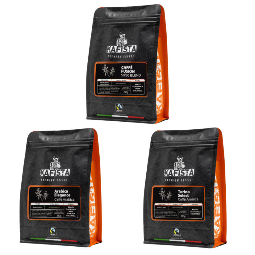 Balíček 3x250g - Kávové směsi pražené v Itálii, zrnková káva Fiartrade – foto 2