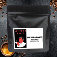 Zrnková káva LUCIFERS ROAST - degustační balíček 200g, 100% Robusta, vysoká dávka kofeinu
