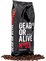 Zrnková káva DEAD OR ALIVE 500G velmi silná Italská káva pro plně automatické kávovary 534 mg kofeinu