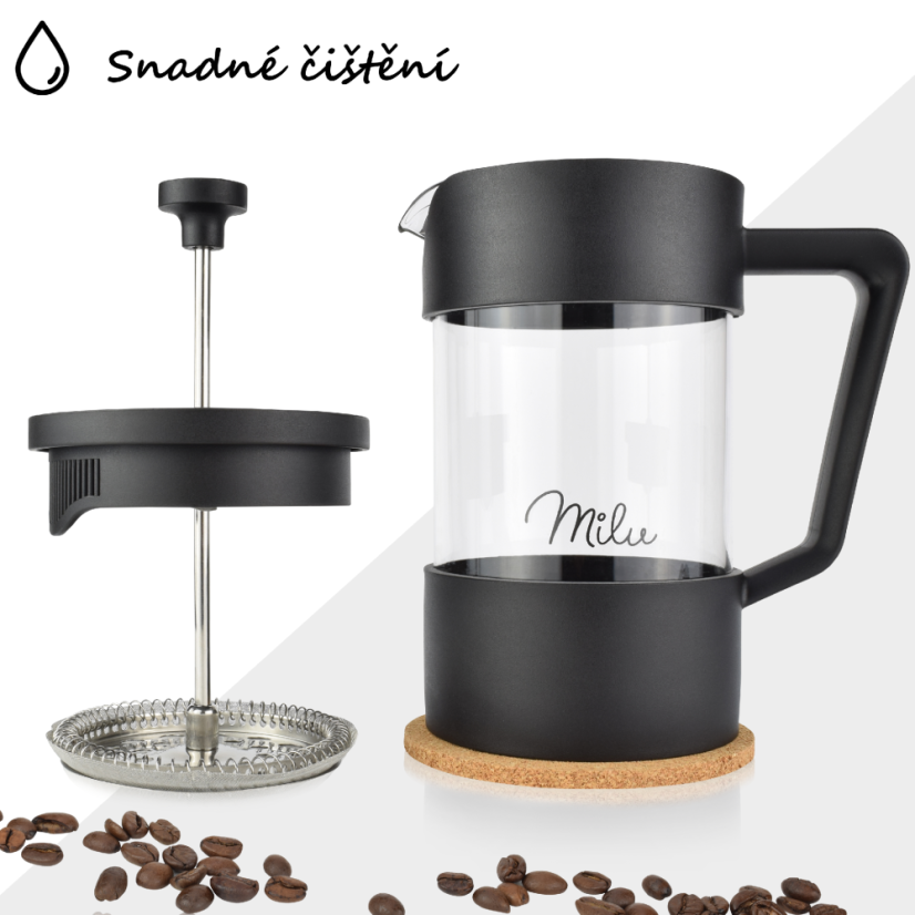 French Press Milu 350 ml – elegantný kávovar s príslušenstvom na prípravu kávy aj čaju