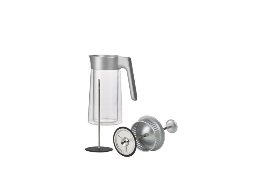 Jacob Jensen Dvoustěnný skleněný french press 0,8 l, stříbrný