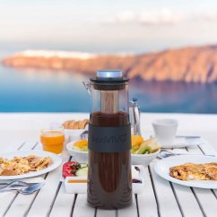 Cold Brew láhev pro přípravu studené kávy – 1 litr, skleněná karafa s nerezovým permanentním filtrem – foto 2