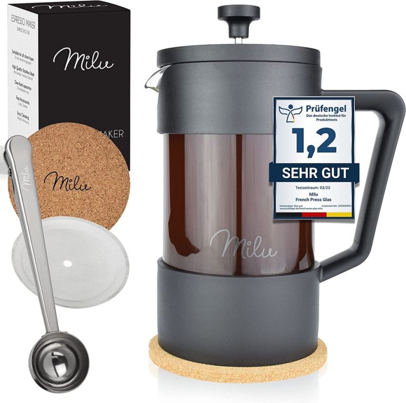 French Press Milu 350 ml – elegantný kávovar s príslušenstvom na prípravu kávy aj čaju
