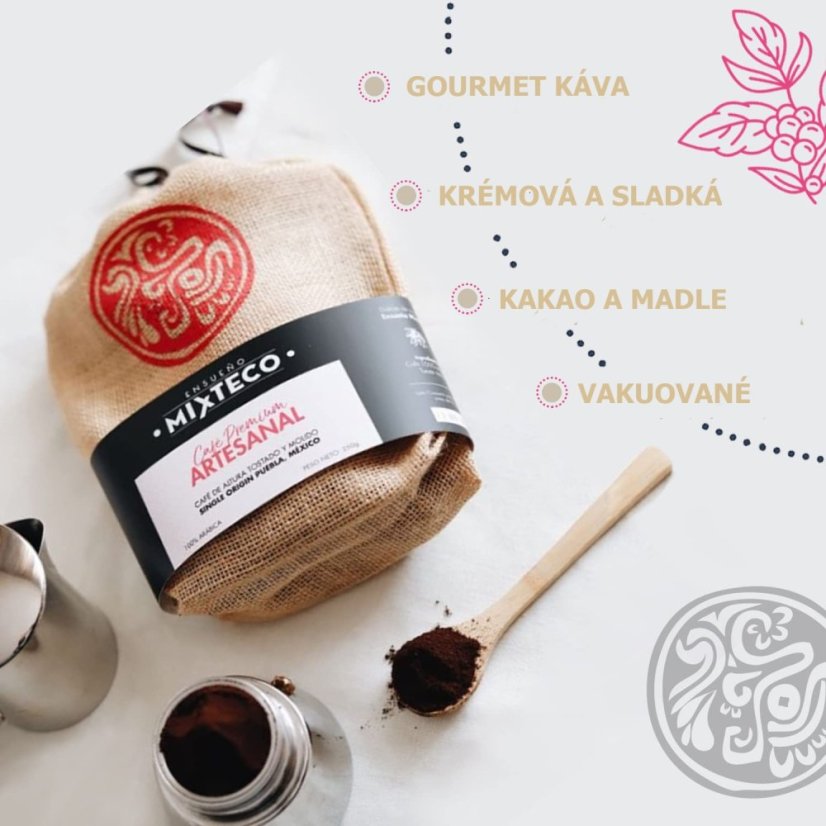 Mletá káva v jutovém pytli | Ensueño Mixteco | 100% Arabica káva - Single origin Mexiko | s tóny kakaa a mandlí 250g – foto 2