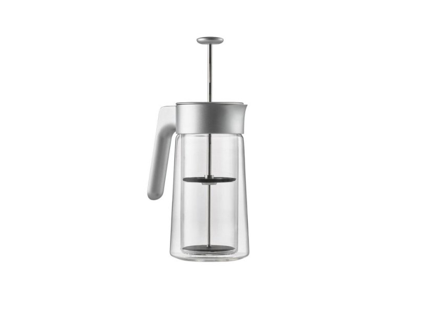 Jacob Jensen Dvoustěnný skleněný french press 0,8 l, stříbrný